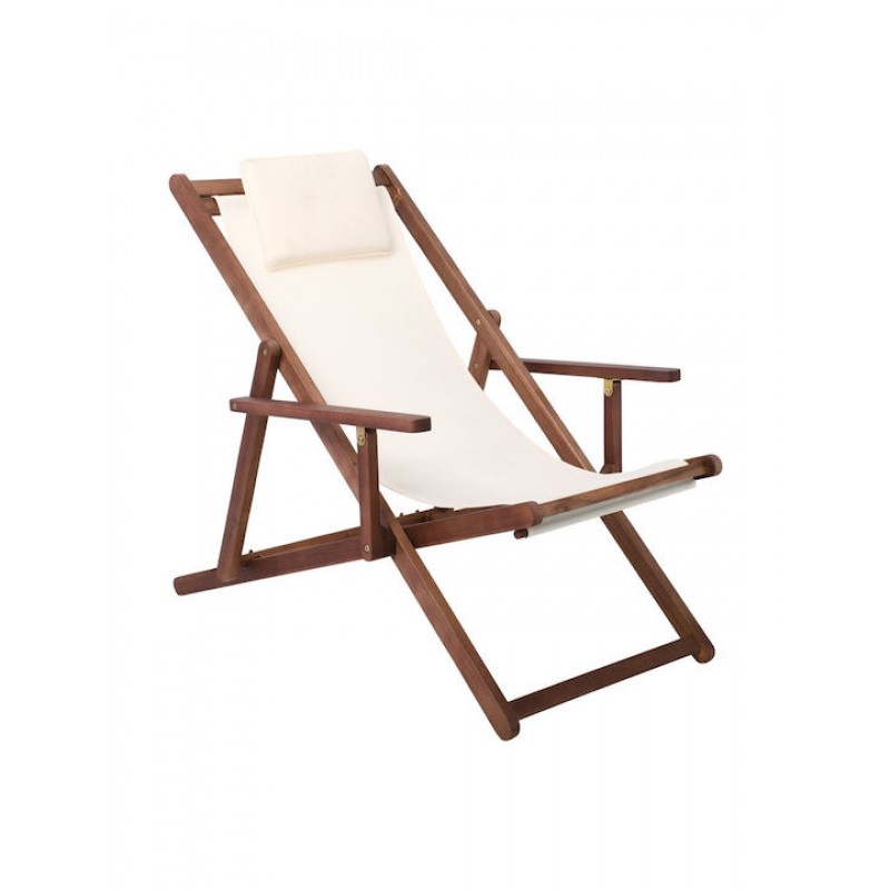 Σαιζ-Λόνγκ - Ξαπλώστρα με Μπράτσα 3 Θέσεων Acacia - Ύφασμα Εκρού Water Repellent Κωδικός: Ψ