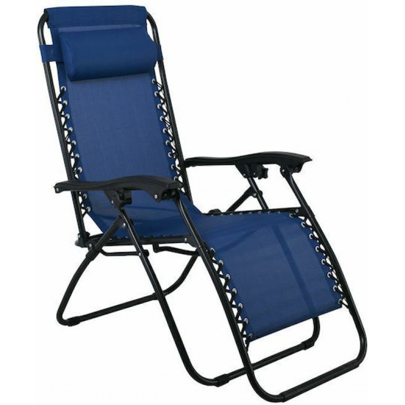 SUPER RELAX Πολυθρόνα με Υποπόδιο, Μέταλλο Βαφή Μαύρο, Textilene Μπλε Κωδικός: [Ε-00021646] Ε618,2 (ΣΕΤ 2 ΤΕΜΑΧΙΩΝ)