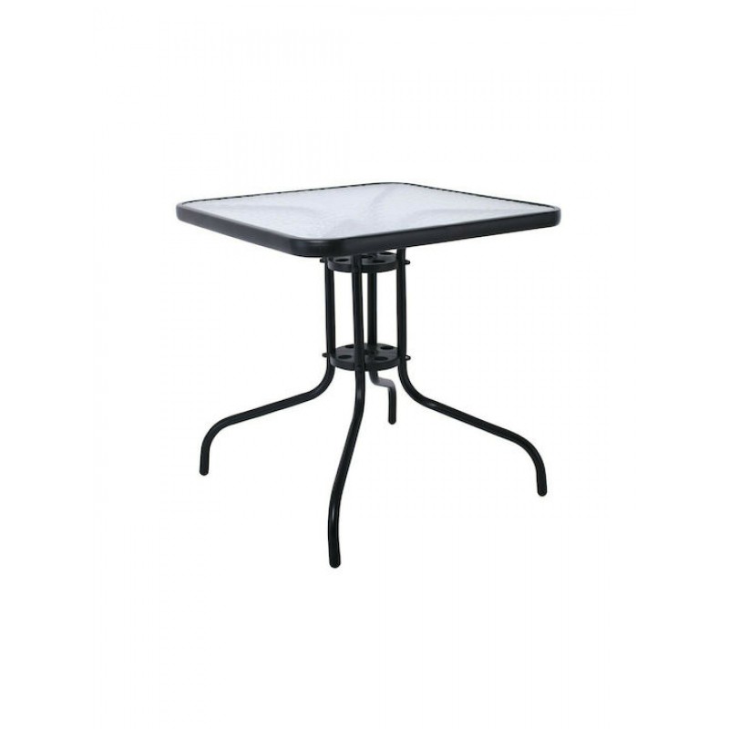 BALENO Τραπέζι Κήπου - Βεράντας, Μέταλλο Βαφή Μαύρο, Γυαλί Tempered Κωδικός: [Ε-00023760] Ε2407,3