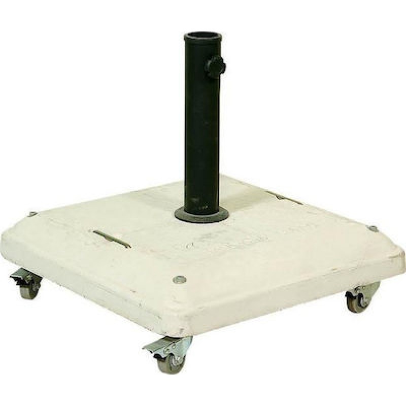 Λευκή Τσιμεντένια Βάση Ομπρέλας 37Kgr 50X50 , Με Ρόδες TH37W