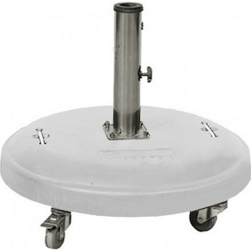 Λευκή Τσιμεντένια Βάση Ομπρέλας 37Kgr Ø60cm με Ροδάκια και Φρένο TH50W