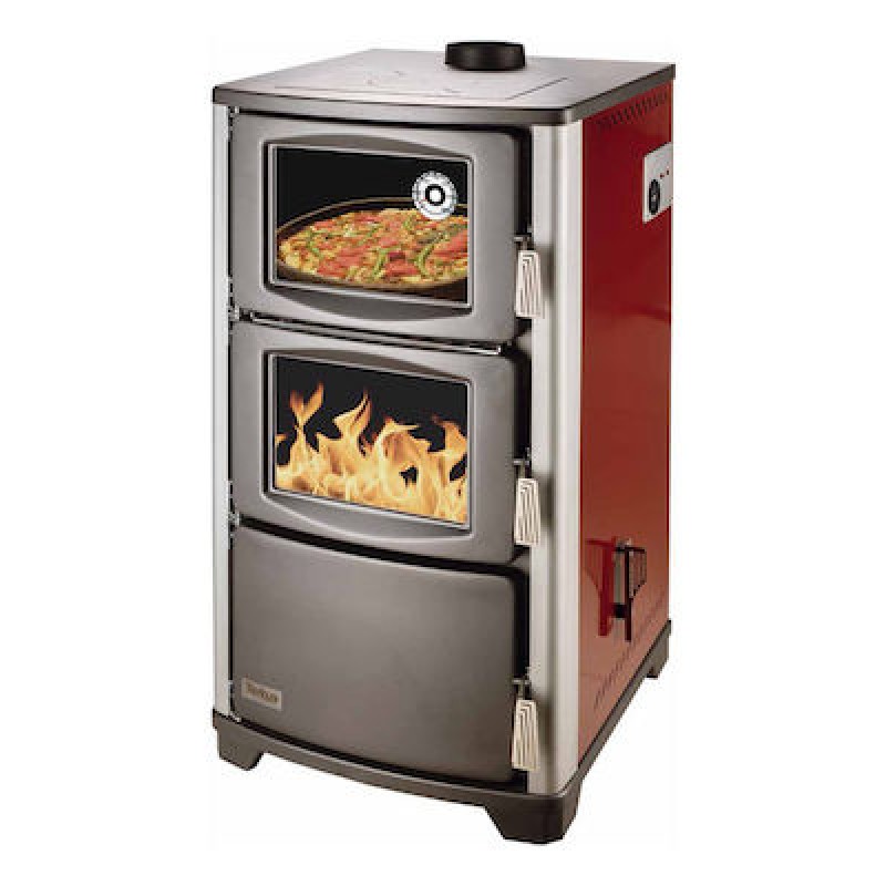 Teba T-25 Μεταλλική Ξυλόσομπα Καλοριφέρ με Φούρνο 24.93kW Μπορντό  