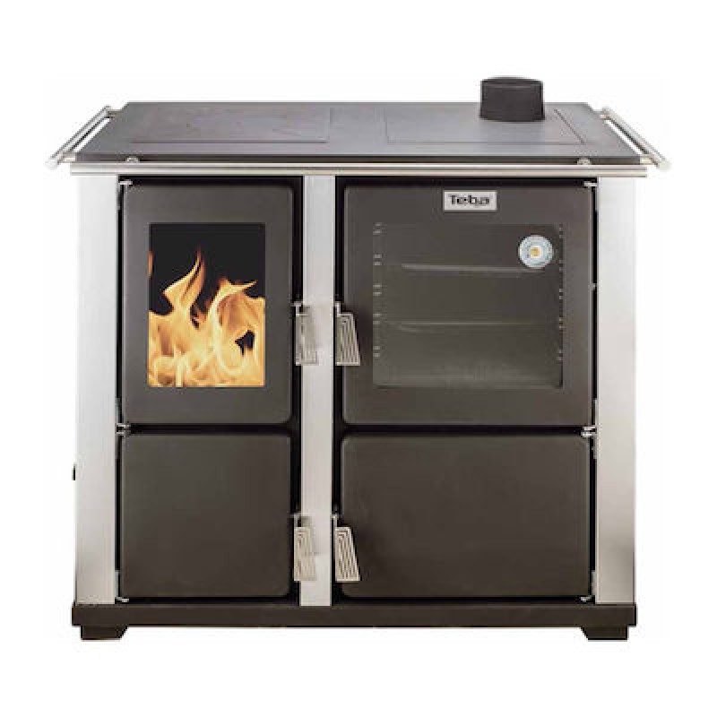 Teba T-22 Μεταλλική Ξυλόσομπα Καλοριφέρ με Φούρνο 24.37kW Γκρι